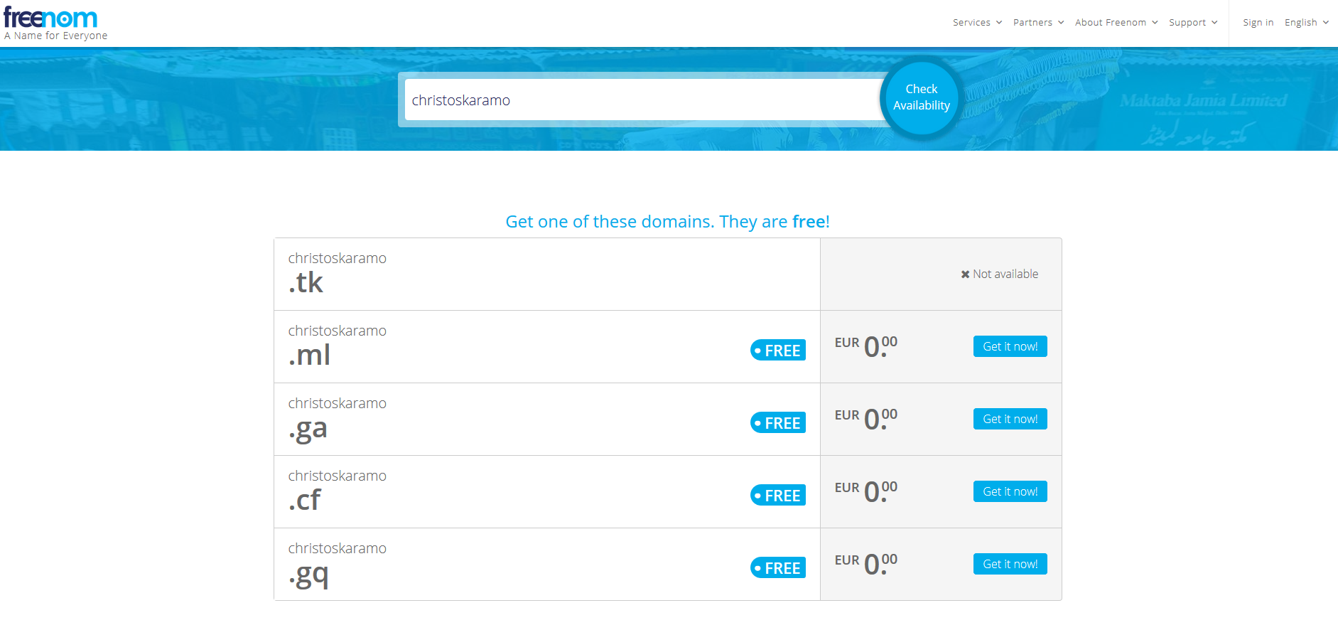 Freenom Domain Registration